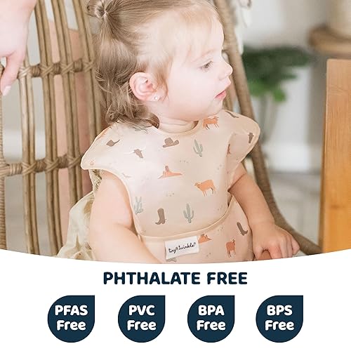 Miniatura 10 de Tiny Twinkle Babero a prueba de desorden - Babero impermeable para bebé niño o niña - Sin PVC, BPA y ftalatos - Baberos de comida para bebés..