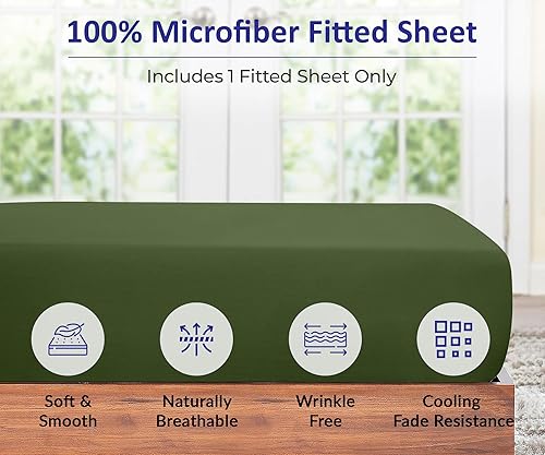 Miniatura 3 de Royale Linens - Sábana bajera tamaño Queen, calidad de hotel cepillada 1800, ultrasuave, resistente a arrugas y decoloración, bolsillo profundo de