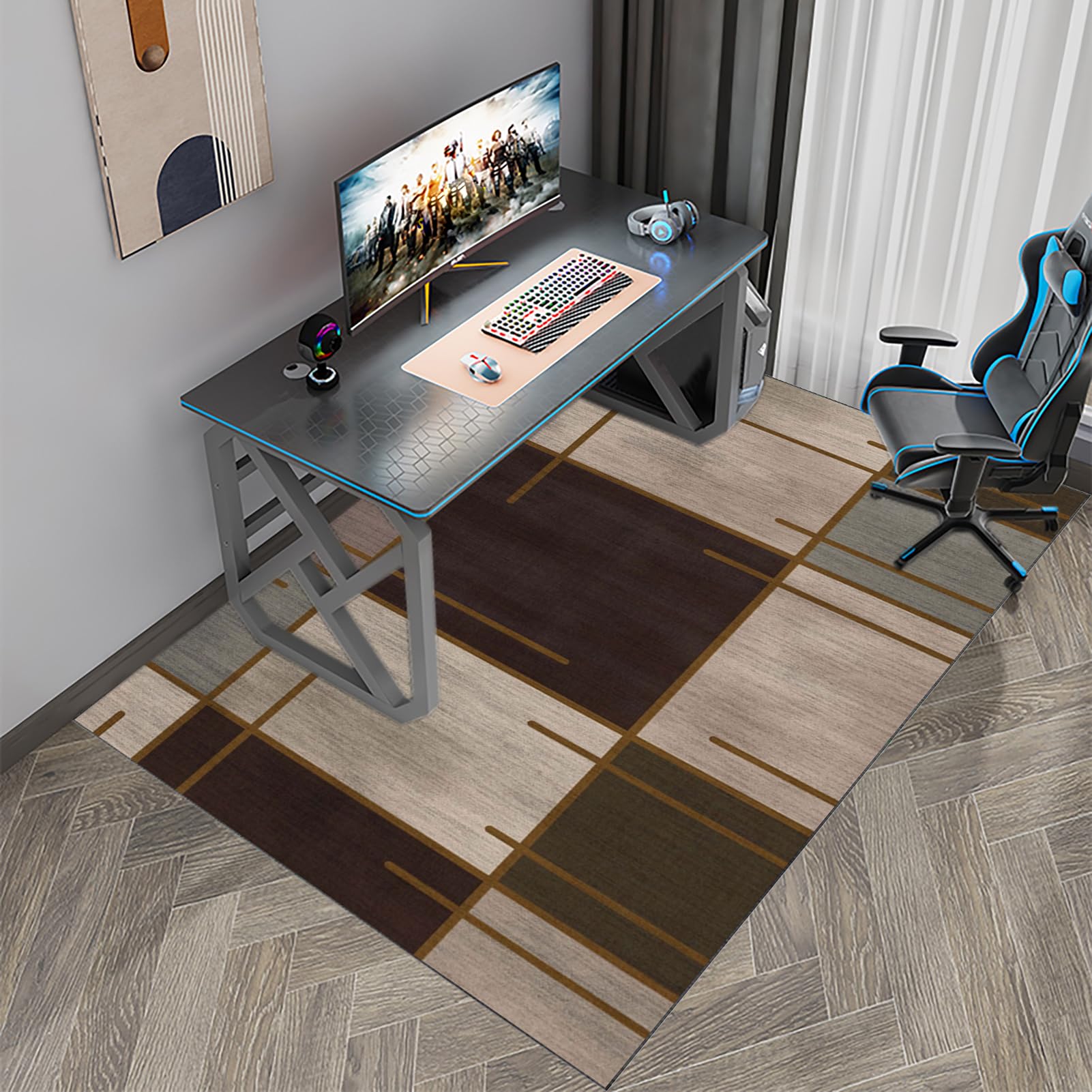 Tapis Chaise Gaming Tapis de Chaise pour Les Chaises de Jeu ou de Bureau Tapis Protection de Sol Protège Parquet Chaise Roulettes Tapis de Sol Gaming pour Gaming et Le Travail 80 x 120 cm