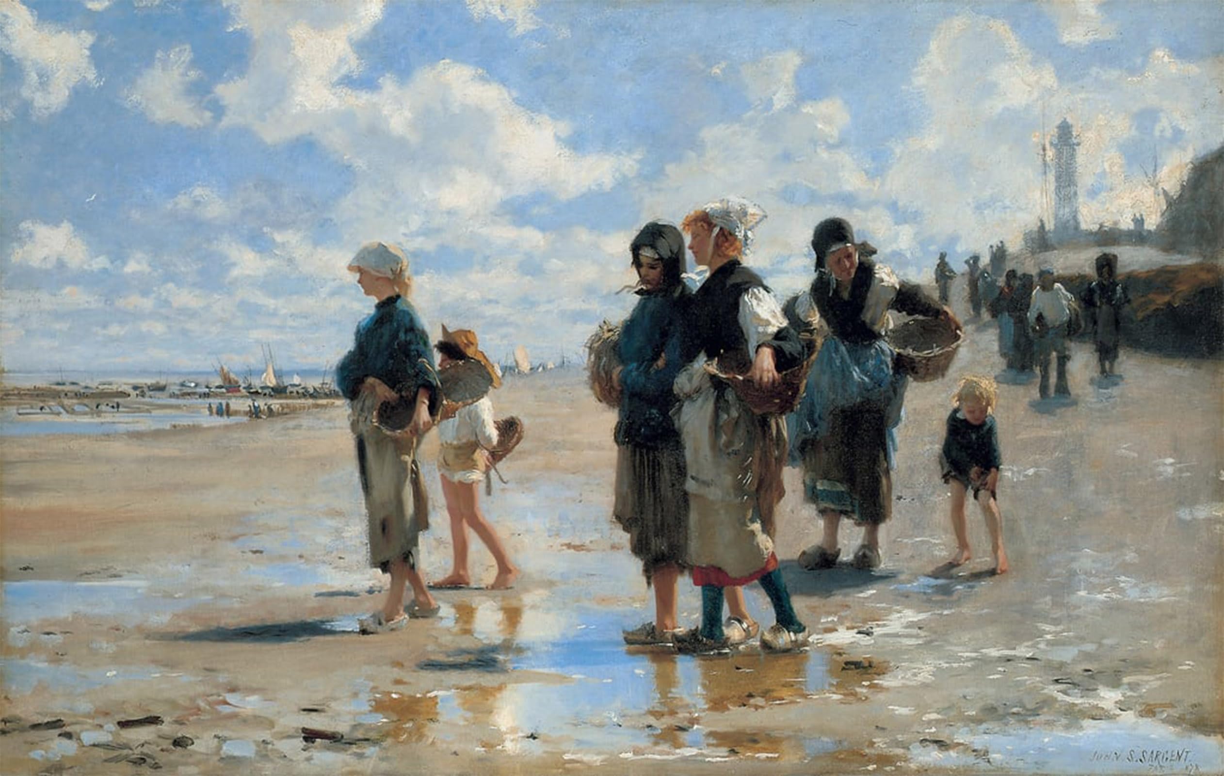HRJUBWREE Retro Picture Art Painting Wall Poster off to Fish or Setting Out to Fish by John Singer Sargent Vintage Art Print for Office Decor 60x90cm