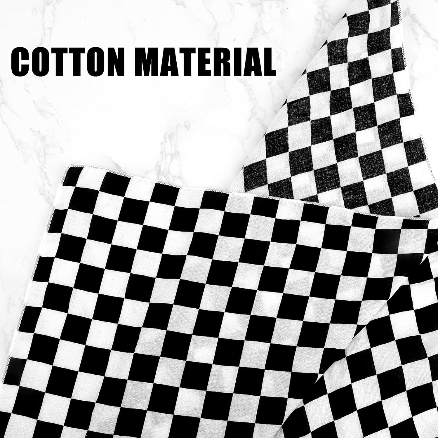 Mikovivi Checkered Flag Bandana, Unisex Black and White Checkered Head Hair Neck Scarf Neckerchief Headscarf Square Plaid Headband Handkerchief for Sport Men Women Accessories