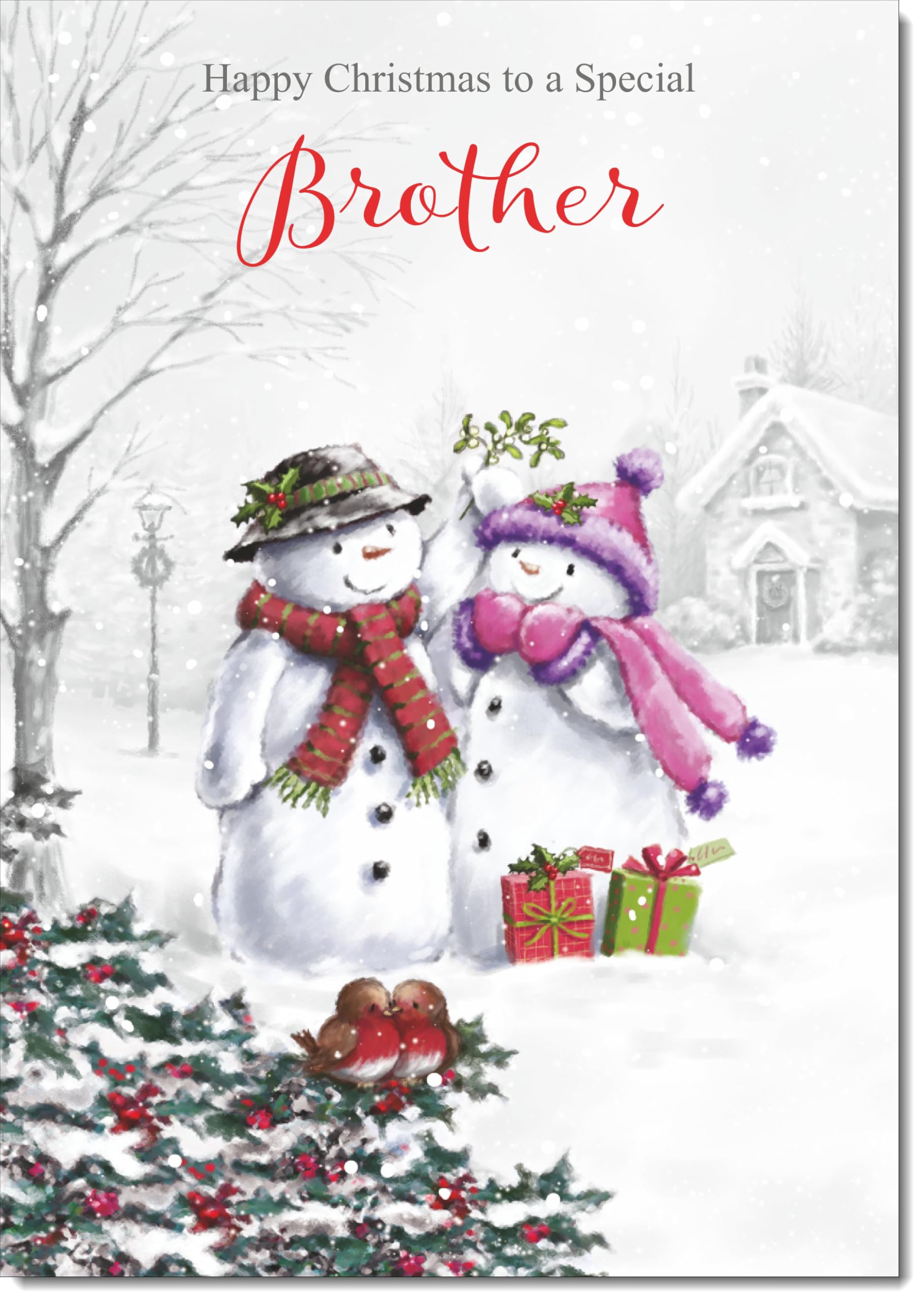 doodlecards Brother Christmas Card Two Snowmen Large A4 Size Christmas Card for Brother with Plain Envelope — image 1