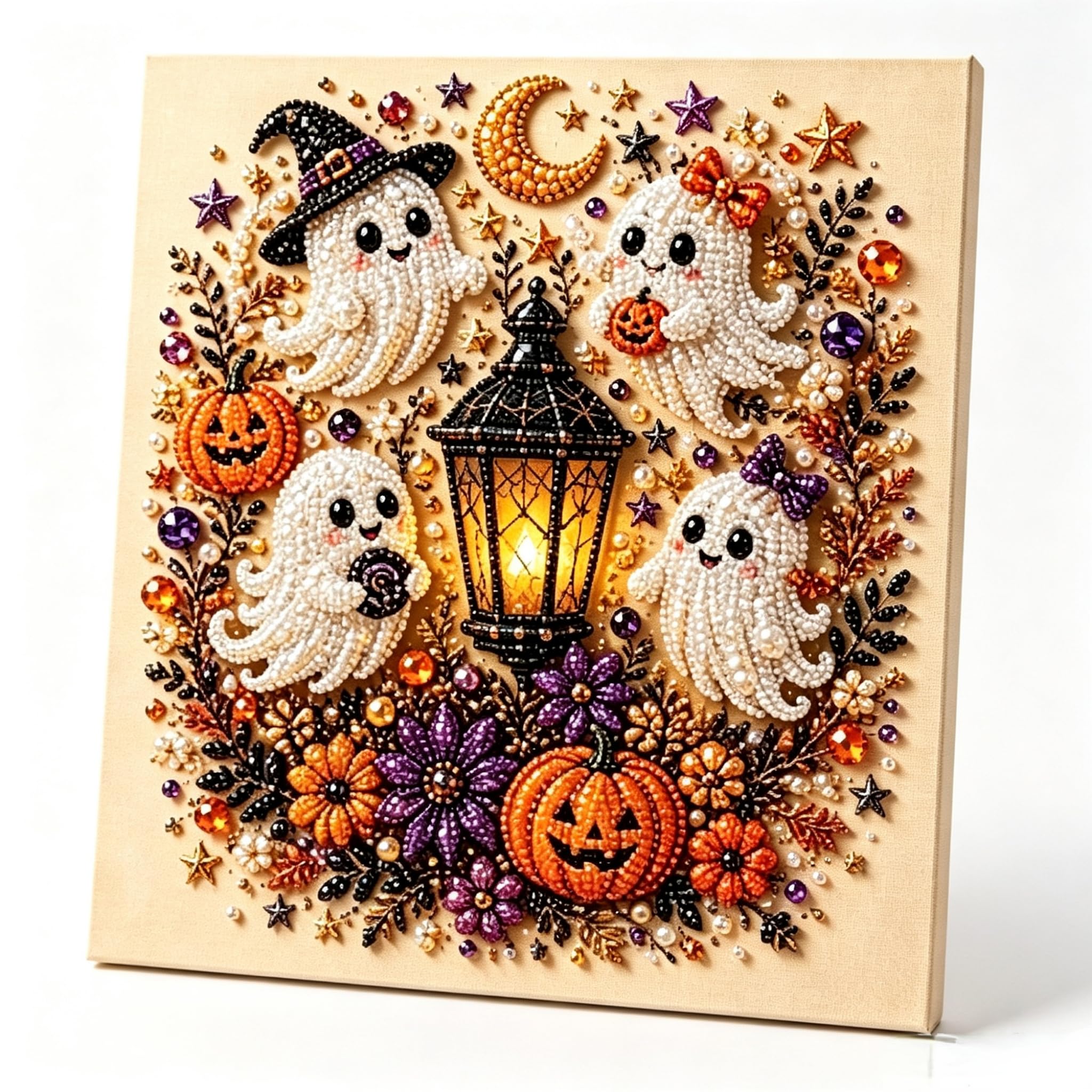 Halloween Ghost Pearl Diamond Art DIY Kit, Pearl Diamond Art Crafts Kits