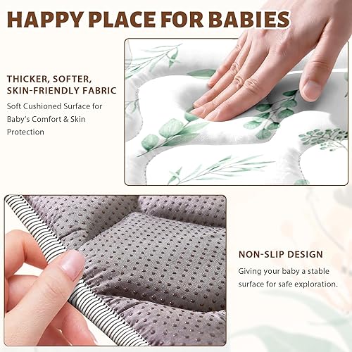 Miniatura 4 de Tapete de juego para bebés de 71 x 59 pulgadas, tapete de juego de espuma extra gruesa, resistente al agua, antideslizante, tapete acolchado para