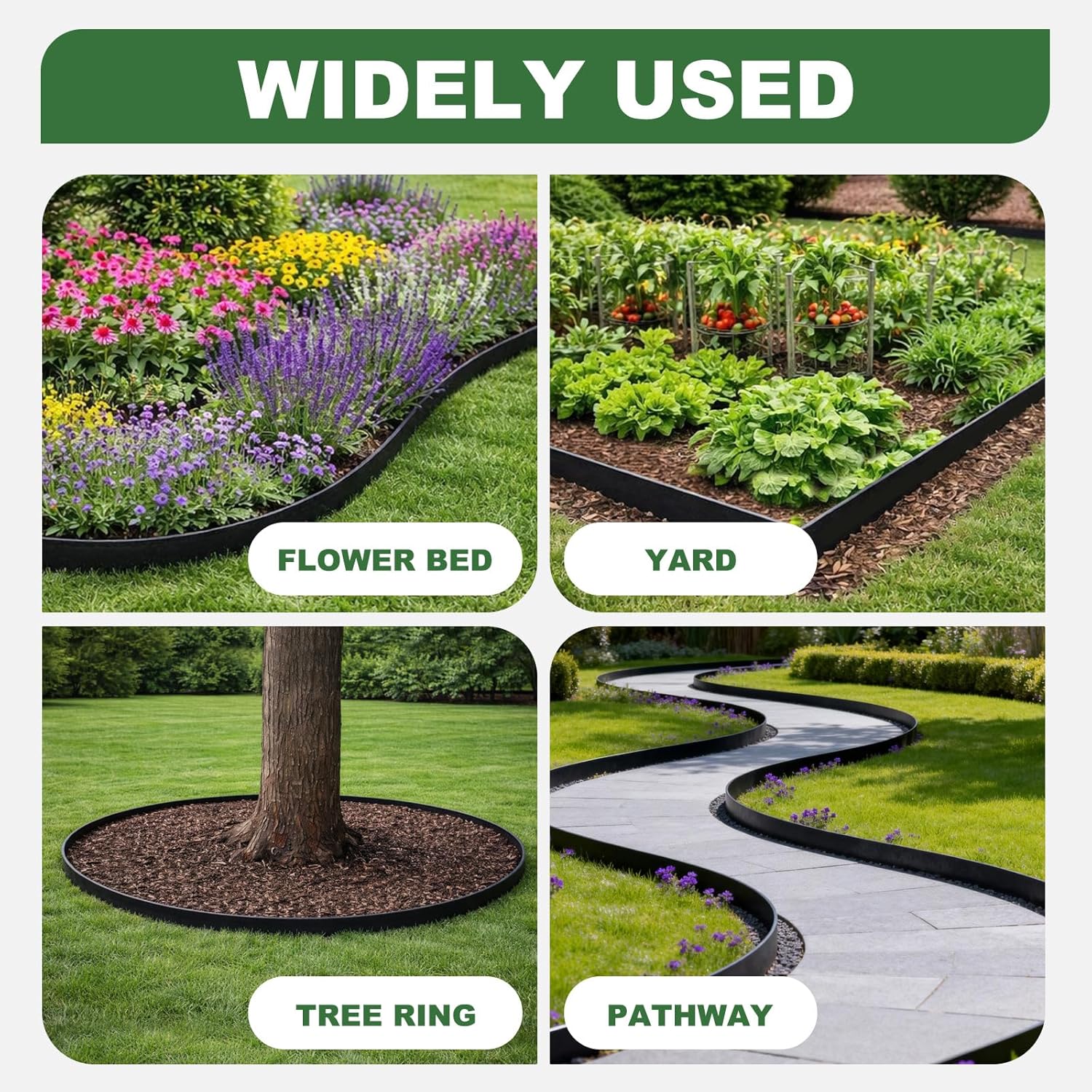 Galvanized Steel Landscape Edging Border 6 Packs 42'' L x 6.5'' H, Metal Landscape Garden Edging Border with 6 Stakes, Hammer-in Lawn Edging for Landscaping, Flower Bed, Yard, Pathway (21ft Total)