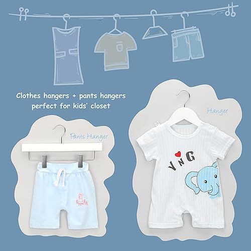 Miniatura 7 de TOPIA HANGER Perchas de ropa de bebé para armario, perchas blancas de madera para niños con gancho giratorio más fuerte de 360 y muescas de corte