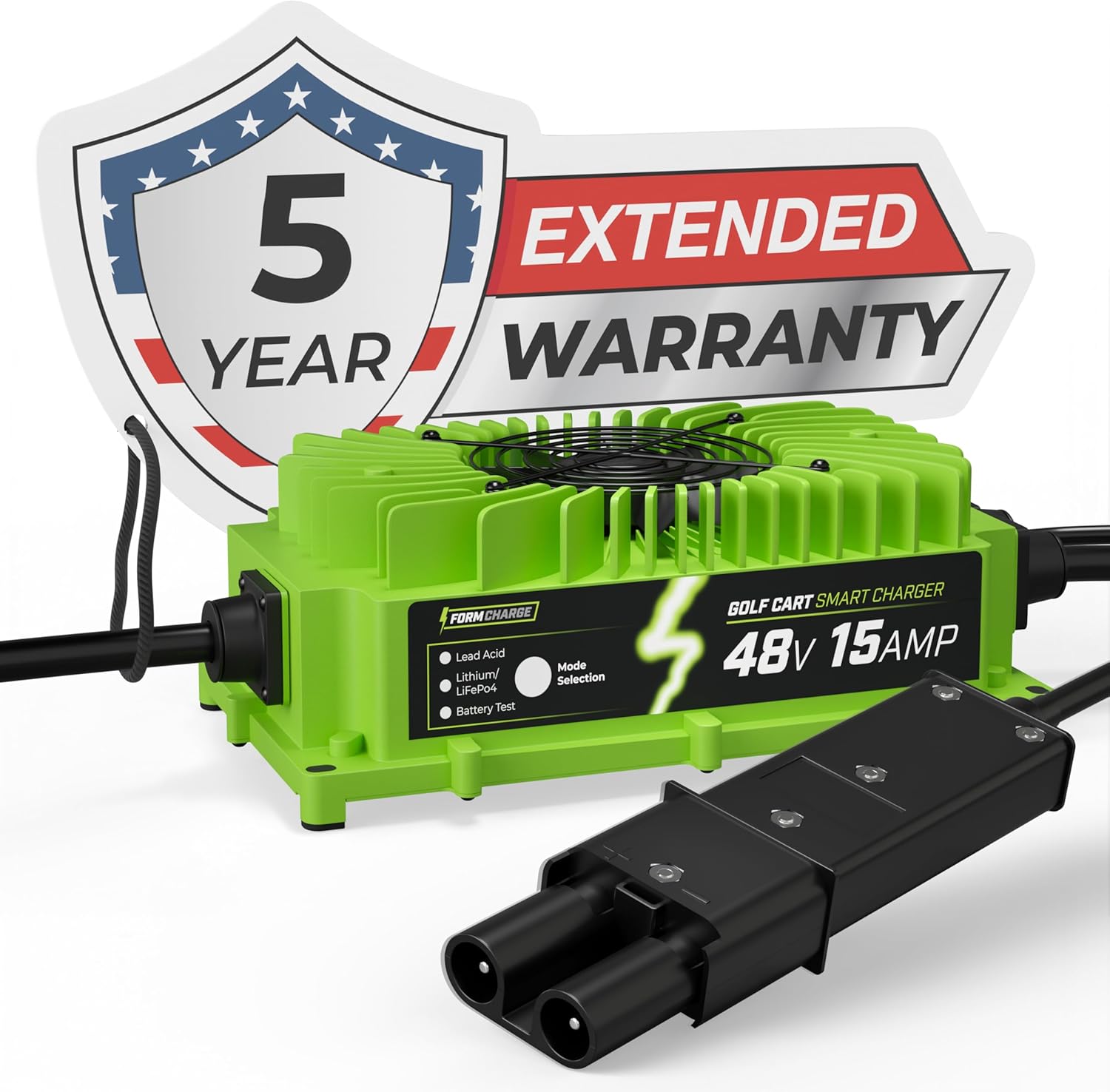 FORM 48 Volt Golf Cart Battery Charger for Yamaha G19 - G22 Golf Carts - 48V 15AMP Lead Acid Battery Charger