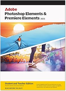 Adobe Photoshop Elements 2025 & Premiere Elements 2025 Student & Teacher Edition | PC/Mac Code | Box with Download Code | Photo & Video Editing | 3-year term license | Activation Required