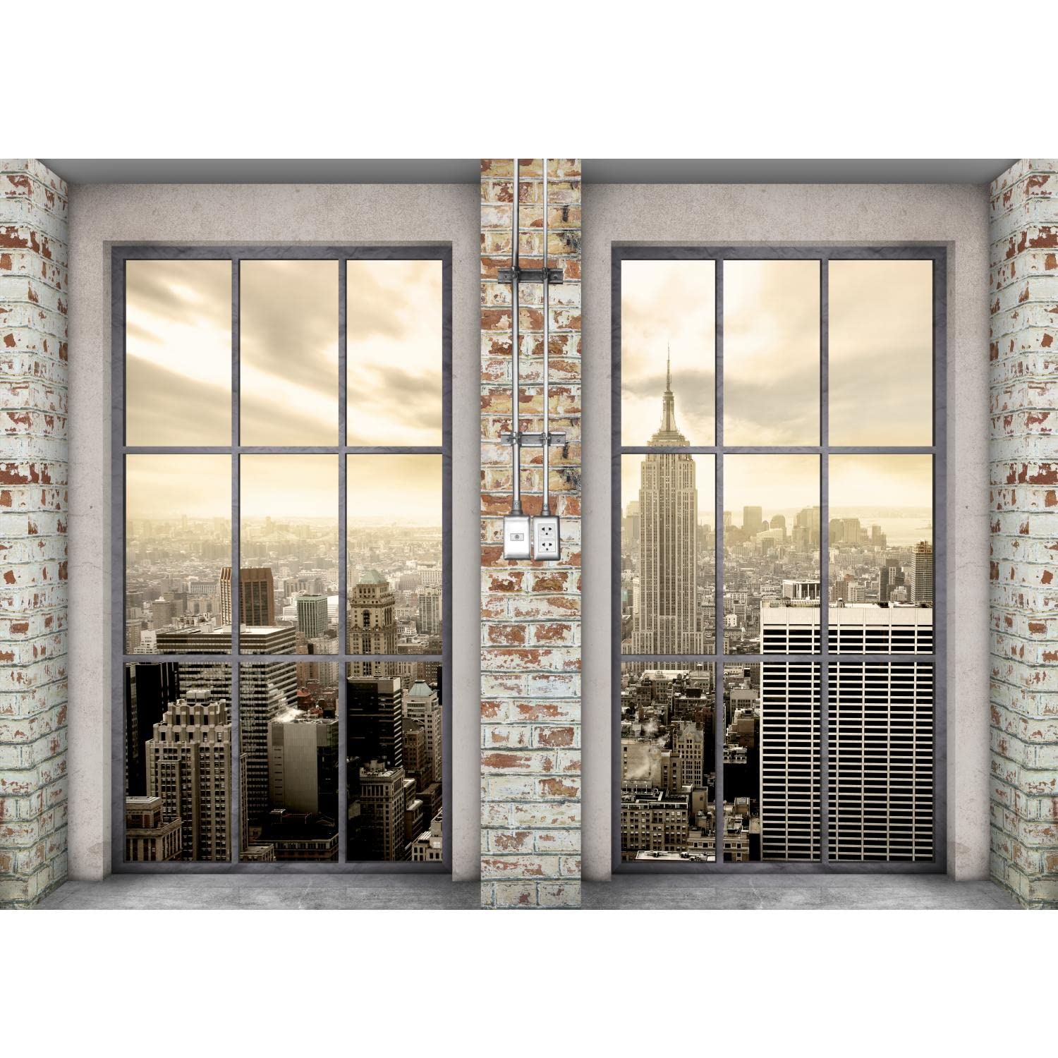Runa Art Papel tapiz fotográfico 396 x 280 cm Ventana Nueva York | Lana Decoración De Pared Sala Cuarto | Fabricación alemana | beige 9345012c