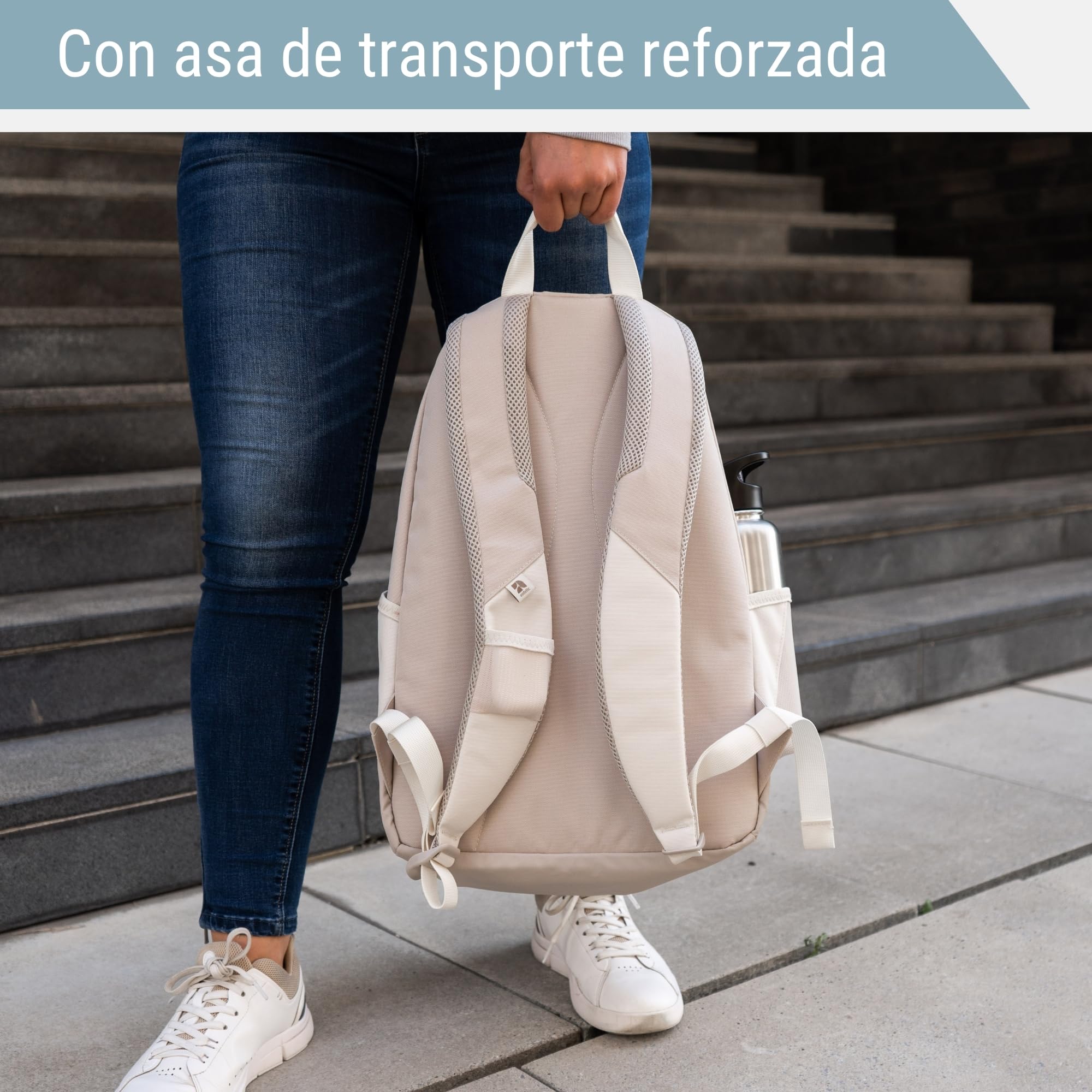 AUDETIC Mochila Mujer, Hombre y Niña Negro - Flex - Mochila Escolar Aesthetic para Portátil - Grande Bolso para Colegio y Viaje Adolescentes - Impermeable