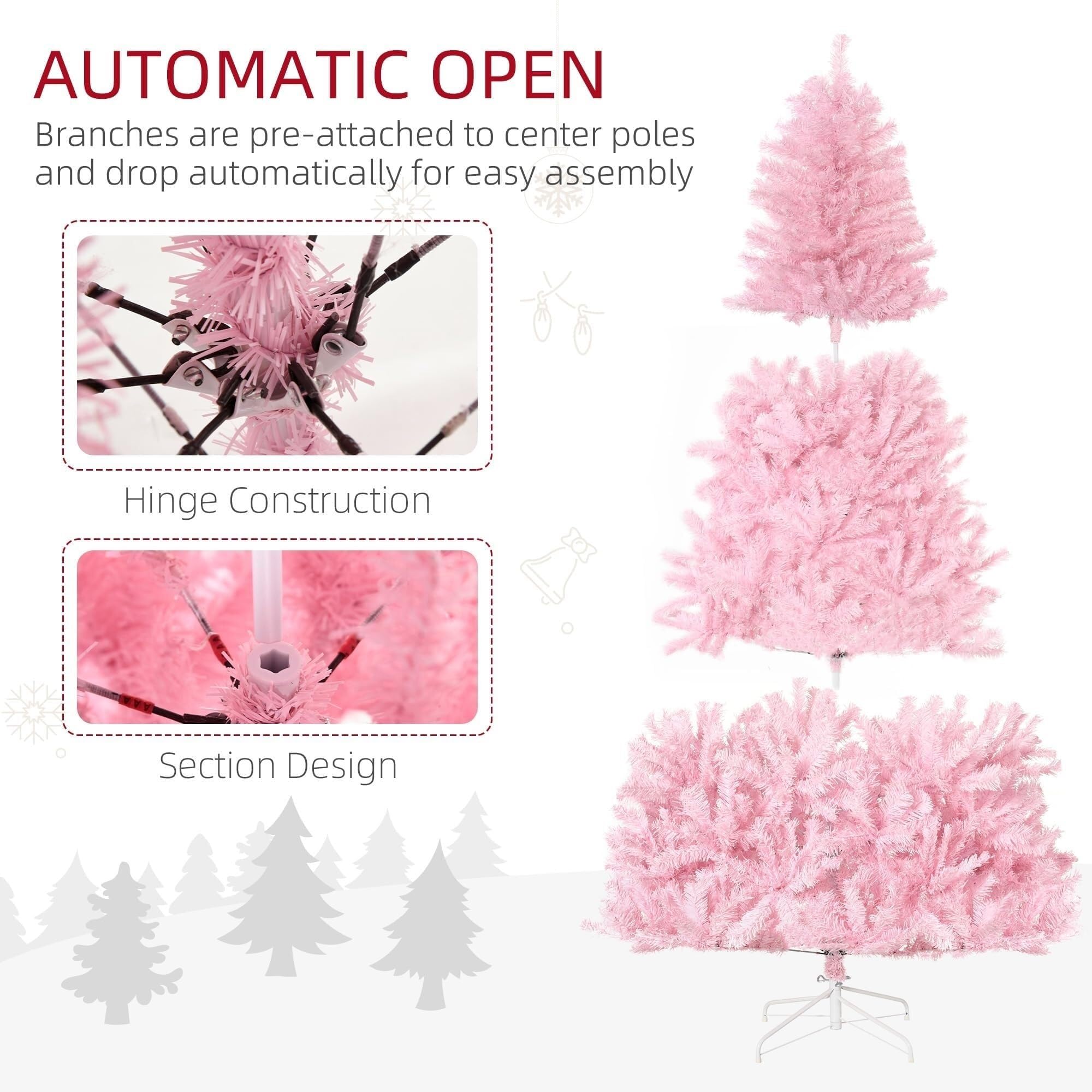 árbol de Navidad Árbol de Navidad Artificial Rosa for Fiestas de Temporada, Carnaval, decoración for el hogar, Oficina, Centro Comercial. pequeño(210CM)