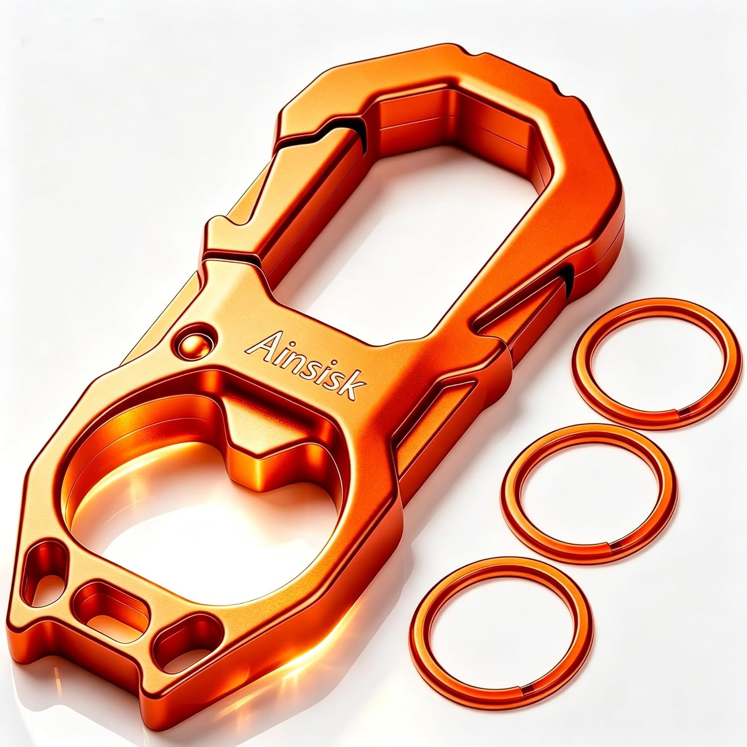 Carabiner Car Key Chains Bottle opener Tactical keychains.Metal Clip Keychain 3 Key Rings Suitable for men and women.