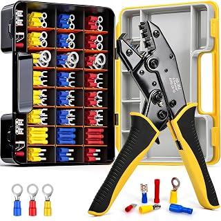 Crimping Tool Set, 425 Pieces Cable End Ferrules Set, Crimping Pliers, Wire End Ferrules with Ratchet Mechanism 0.5-6 mm² (AWG20-10), for Car, Electrical Installation, DIY