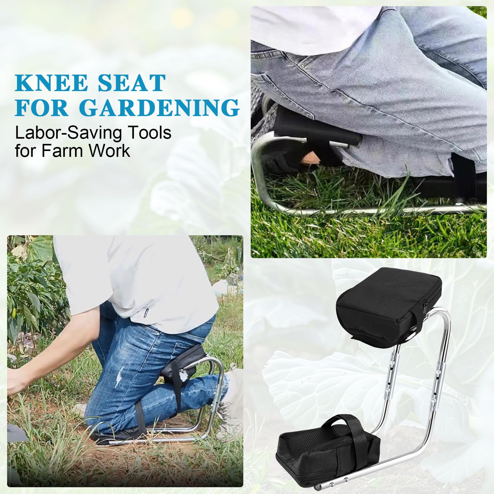 Bocguy Kniesitz Für Die Gartenarbeit, Verstellbare Höhe Gartenhocker Mit Sitz Kniepolster, Tragbare Garten Kniend Sitz, für Gartenarbeits, Garten kniends Arbeit sparende Werkzeuge