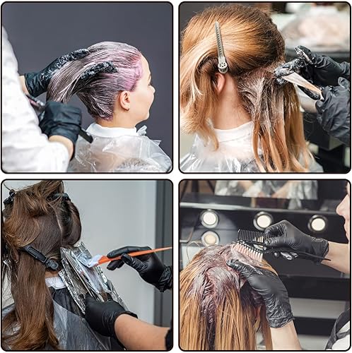 Miniatura 7 de Noverlife 5 pares de guantes de tinte para el cabello, guantes de látex reutilizables negros para el cabello, guantes de goma gruesos para limpiar