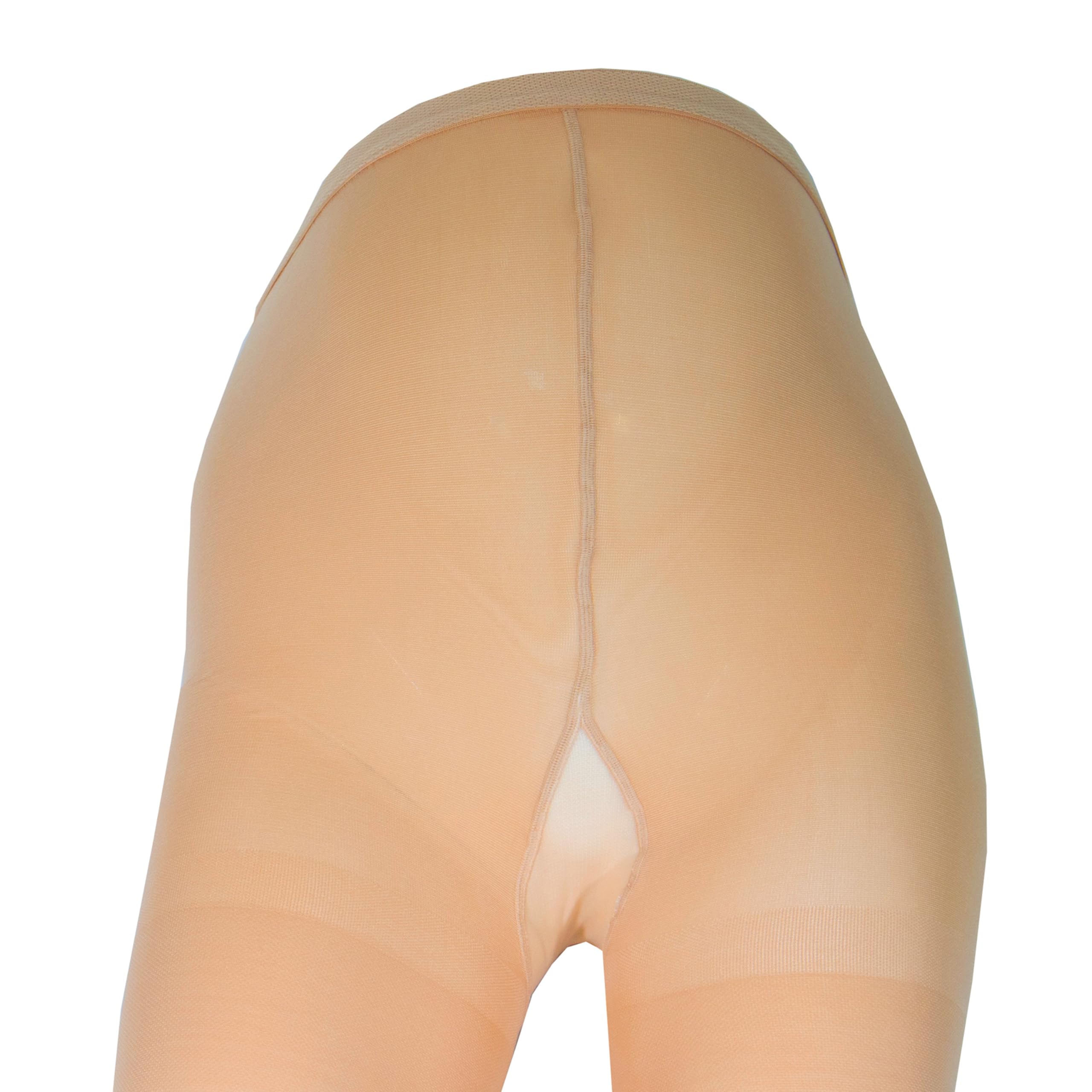 NuVein Medical Compression Plus Size Full Figure Pantyhose, 20-30 mmHg Support, Opaque, Beige, Petite