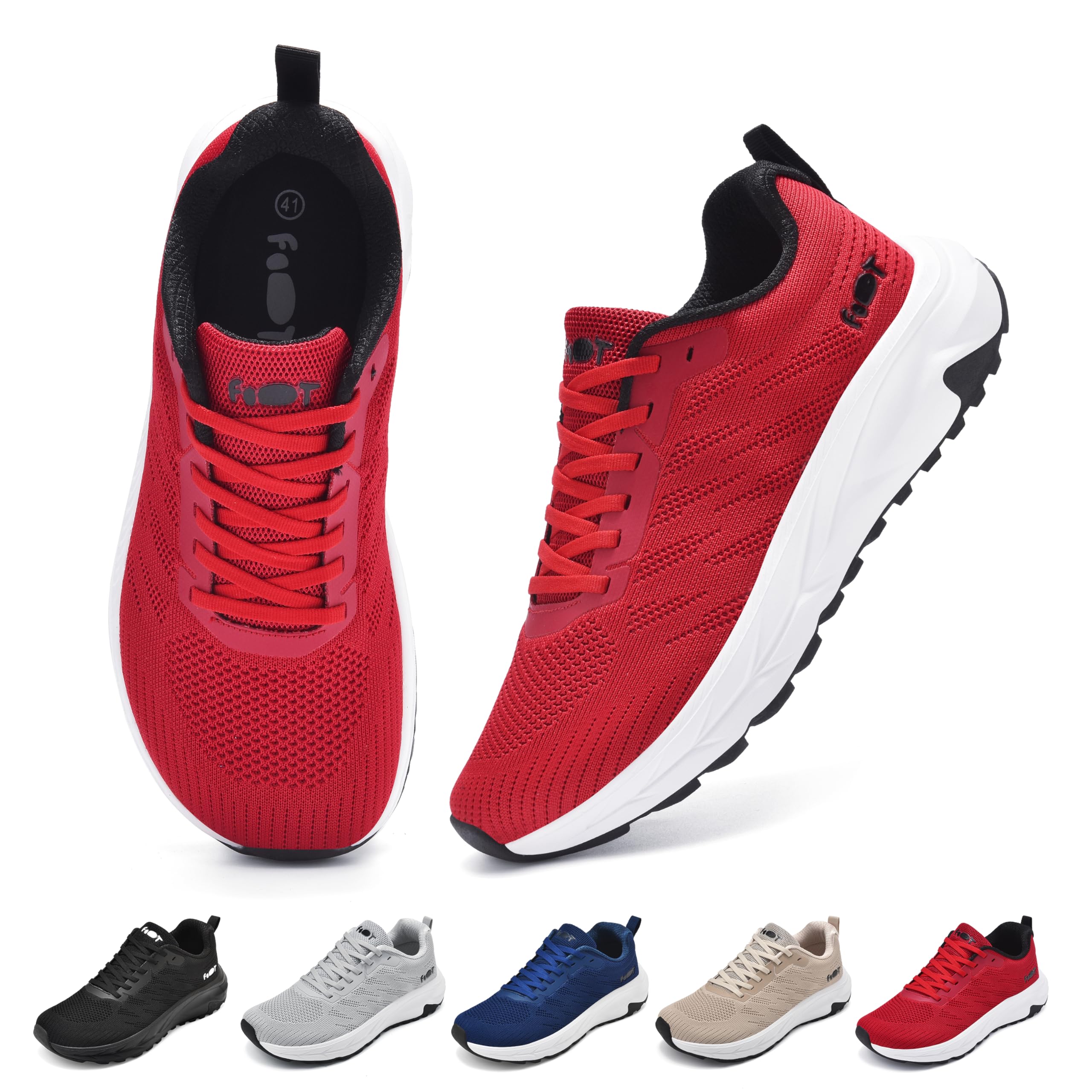 Wizshoe Laufschuhe Damen Herren Breite Zehenbox Gedämpft Atmungsaktiv 37-47 | Dicke EVA-Dämpfung und atmungsaktives Mesh für maximalen Komfort beim Laufen oder im Alltag