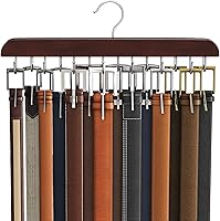Vista 9 de Percha de cinturón para armario Max 42 cinturones, accesorios de armario de madera resistente con 14 ganchos, organizador de cinturón