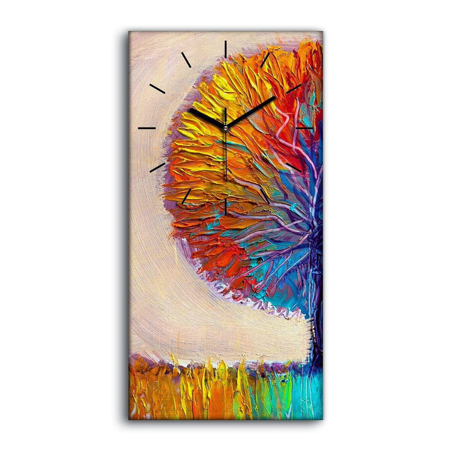 Horloge sur Toile Fond Artistique Arbre Cadran Silencieux