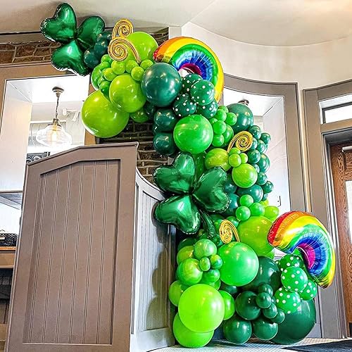 Miniatura 3 de Zesliwy Globos de látex verde para fiesta, 100 globos de color verde oscuro de 12 pulgadas y globos verde claro con cinta verde para fiesta de