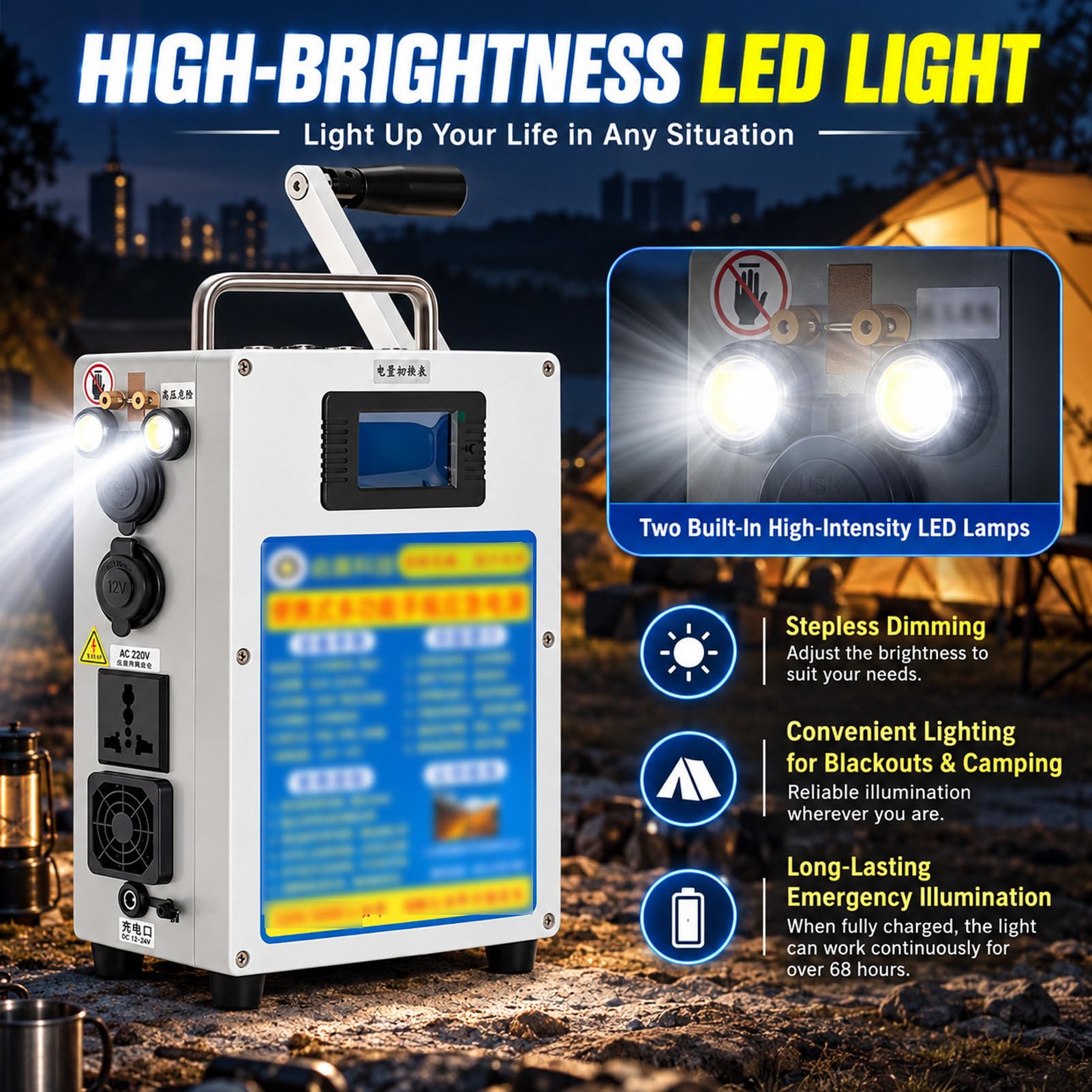 Generador PortáTil De Manivela De 500 W, para El Hogar 81AH/500W