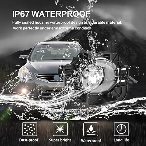 Miniatura 2 de Faros antiniebla compatibles con Nissan Altima 4DR Sedan 2007-2009 con arnés de cableado e interruptor