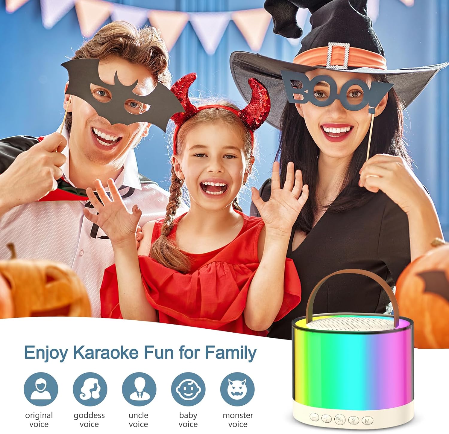 Mini Karaoke Machine for Kids, Portable Bluetooth Speaker with 2 Wireless Microphones and LED Color Lights, Karaoke Machine for Girls Boys Family Home Party Birthday - Image 3