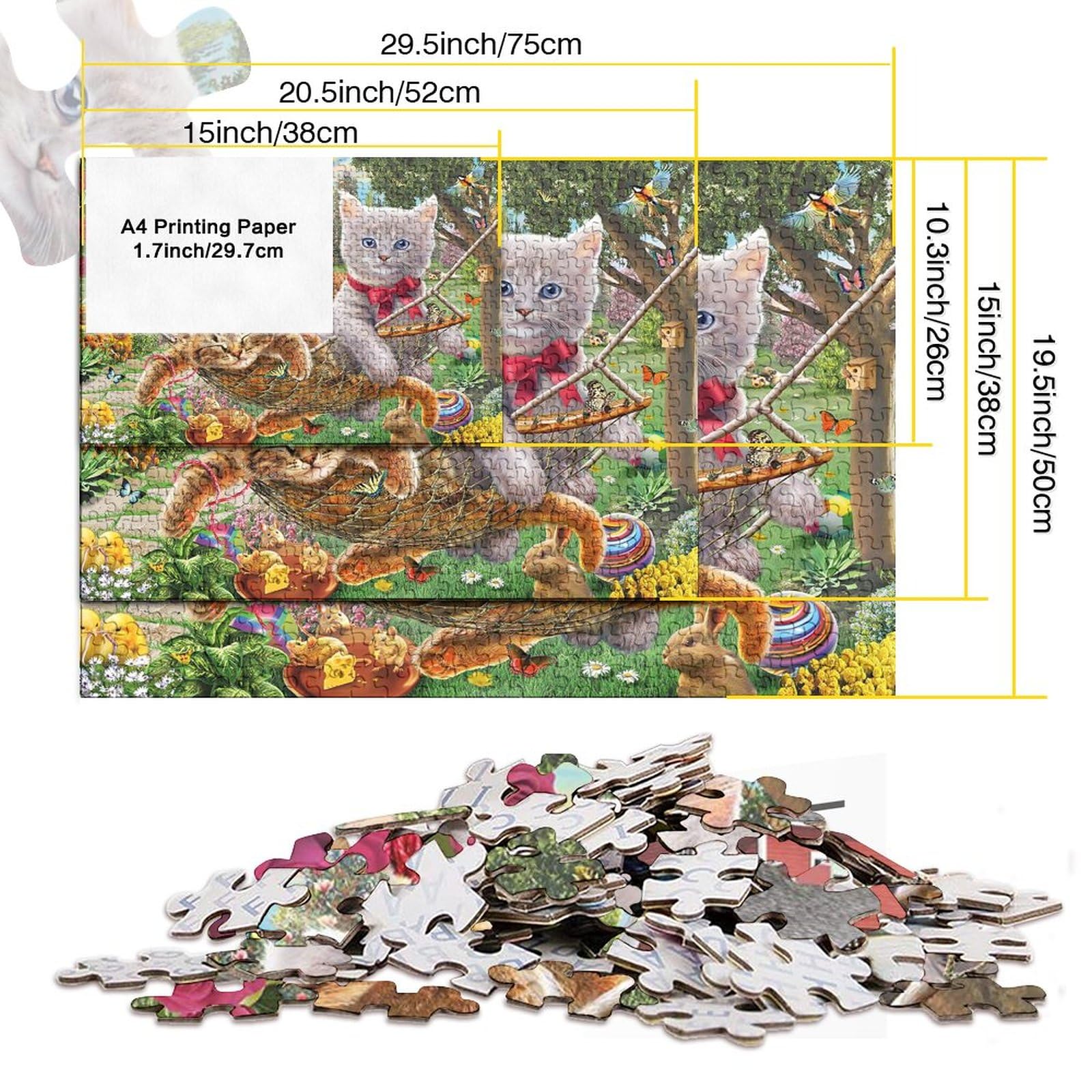 500 Teile Puzzle – Rosa Rose Katze, Holz-Puzzle Für Erwachsene, 52,2 X 38,2 Cm, Mit Poster
