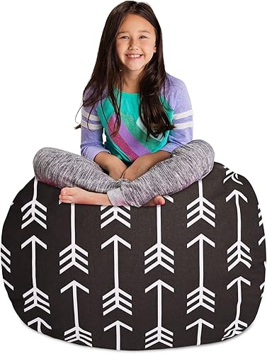 Miniatura 205 de Posh Stuffable - Sillón puff con almacenamiento para niños, contenedor de animales de peluche, organizador de juguetes de niños Lienzo Burbujas Azul