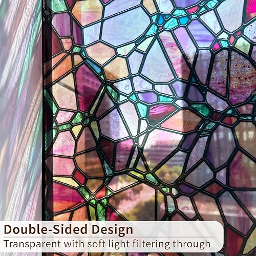 Miniatura 9 de funlife Película de vitral, película de doble cara gruesa para ventana de ventana, calcomanías de vidrio no adhesivas para ventana de puerta, 11.8 x