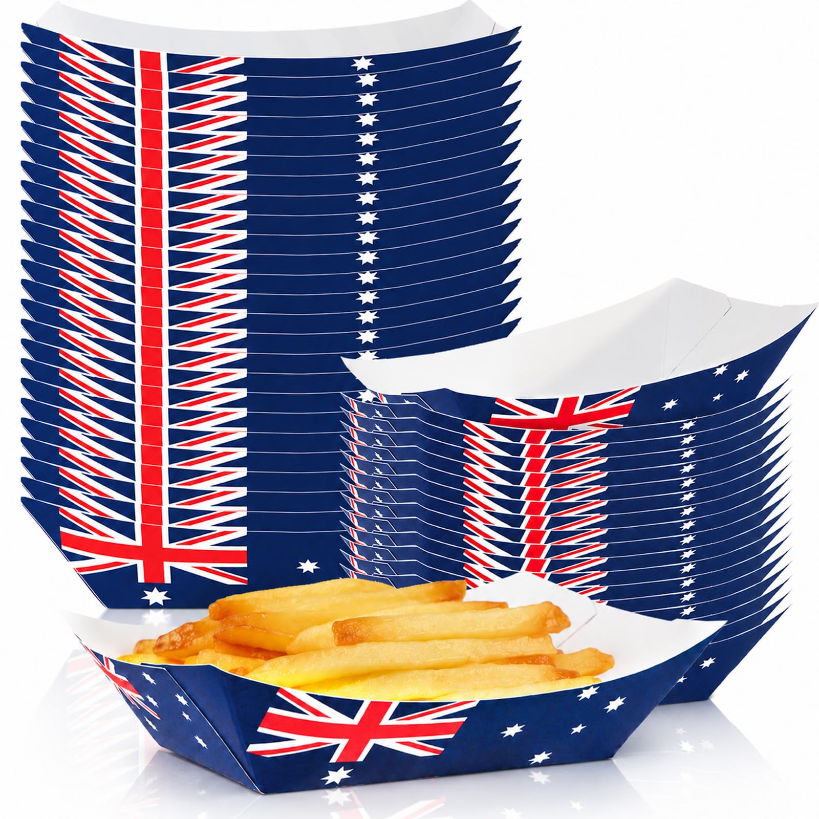 60Pcs Australia Flag Party Supplies Paper Food Trays Bulk