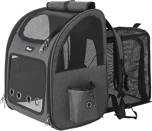 HOOPET Mochila transportadora para gatos, bolsas para perros y gatos pequeños y medianos, mochila expandible para mascotas, aprobada por aerolíneas,