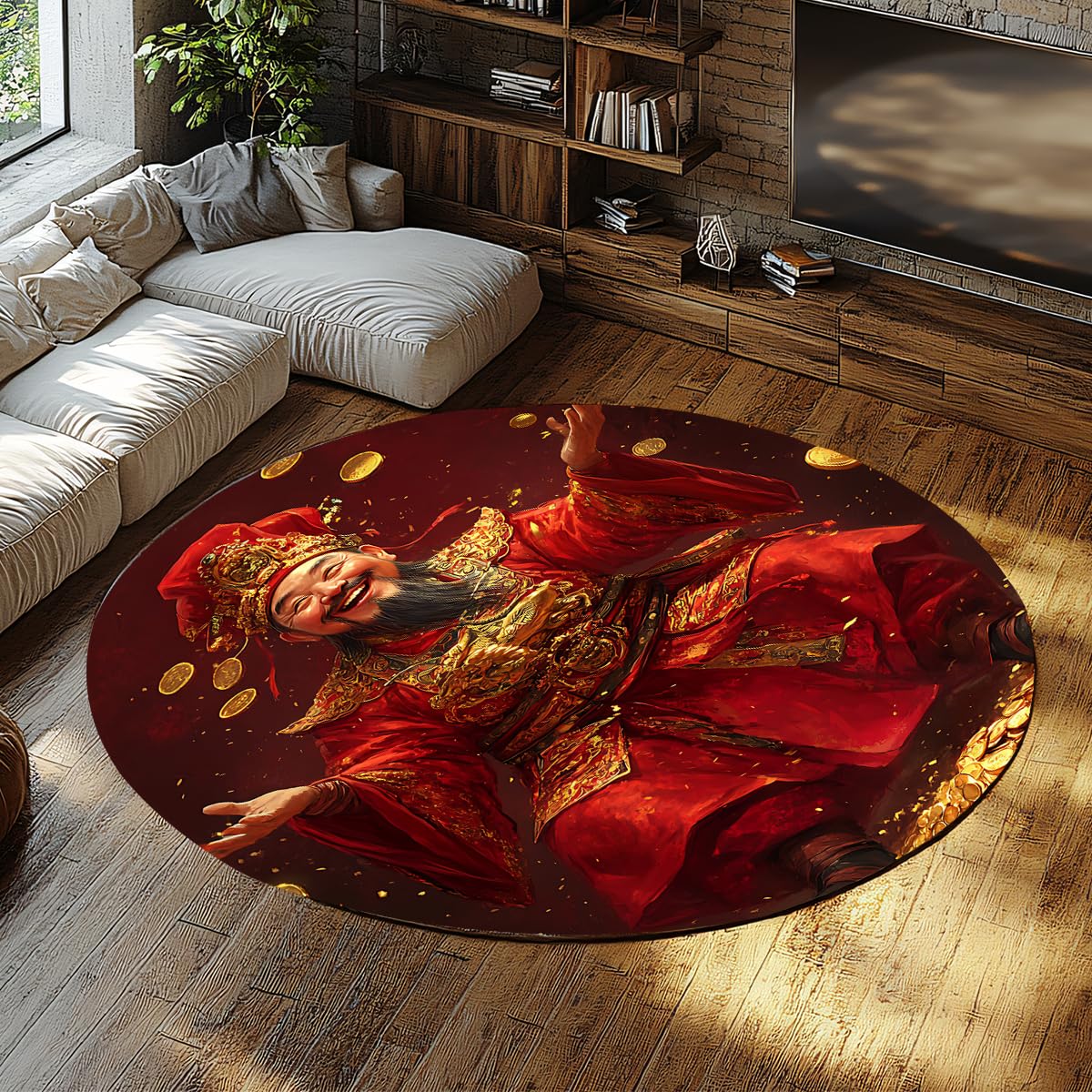 Moquette circulaire vintage pliante, grand tapis fin 180cm pour un appartement gain de place