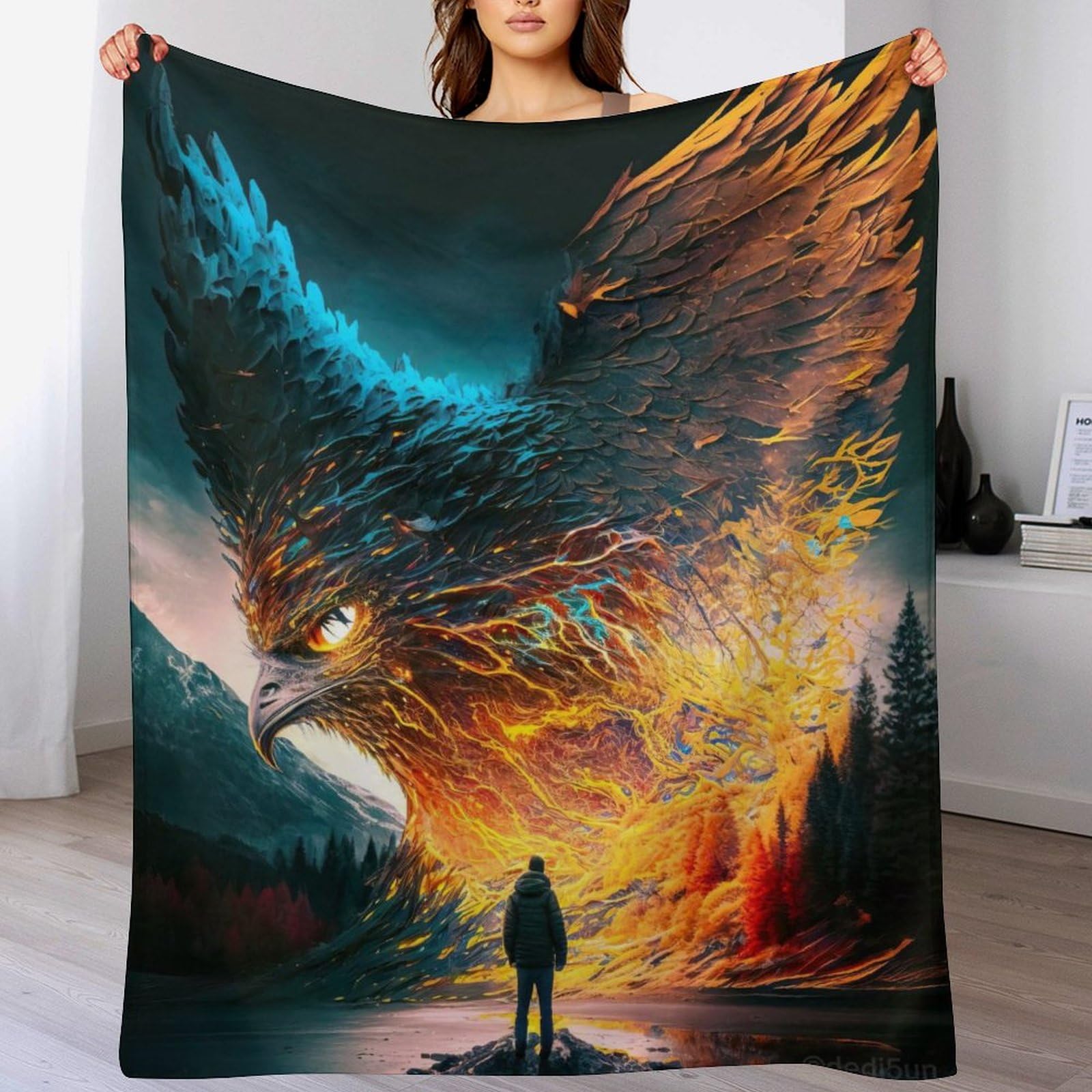 Couverture respirante Aigle en flanelle moelleuse pour lit et canapé 130x180cm