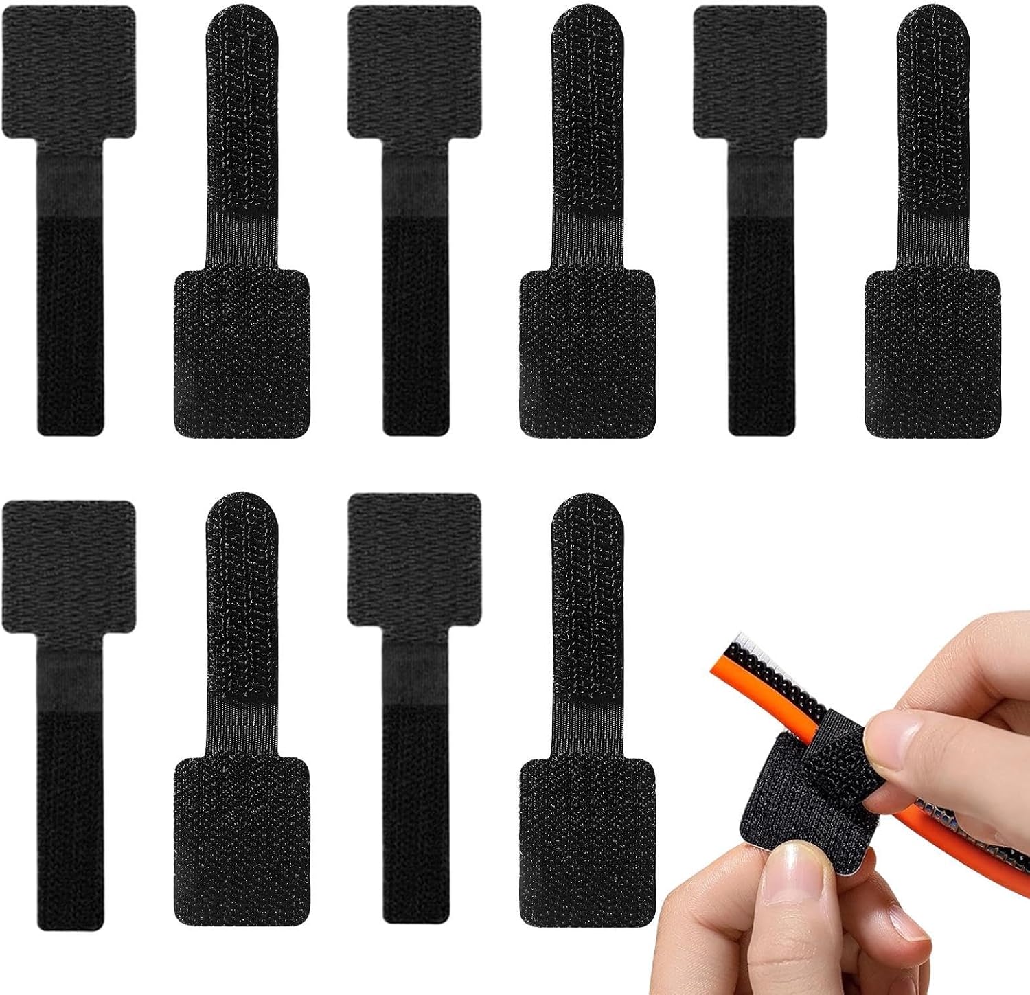 Hook and Loop Cable Ties 10 Pieces Adhesive Hook and Loop Reusable