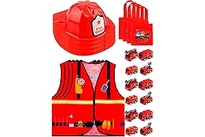 Kids Firefighter Costume Set: 24 Pcs Fireman Dress Up Vest and Toys