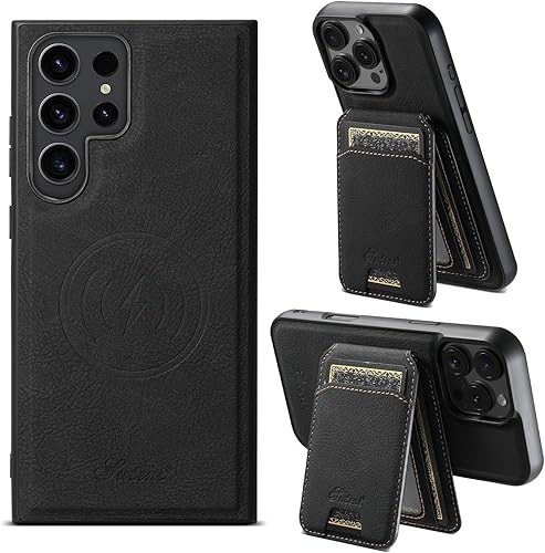 Miniatura 17 de PASNEW para iPhone 17 Estuche, Compatible con Carga Inalámbrica Magsafe Soporte para Tarjetas Cartera de Cuero Protección Magnética A Prueba de