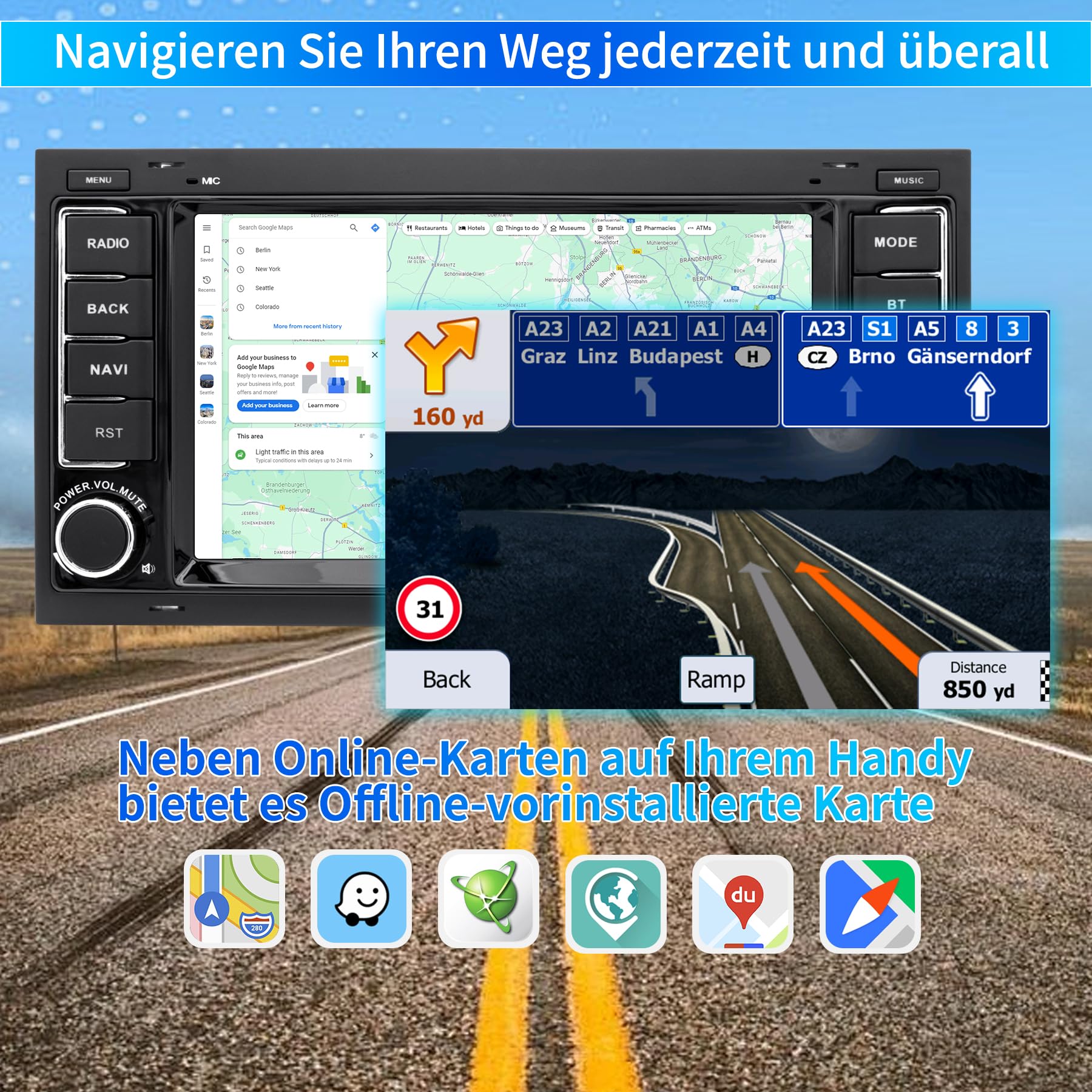 Autoradio pour VW Touareg Transporter T5 Multivan, Système Android 12 2G+64G, écran Tactile 7 Pouces, Radio Double DIN Prend en Charge la Navigation CarPlay Android Voiture Bluetooth WiFi