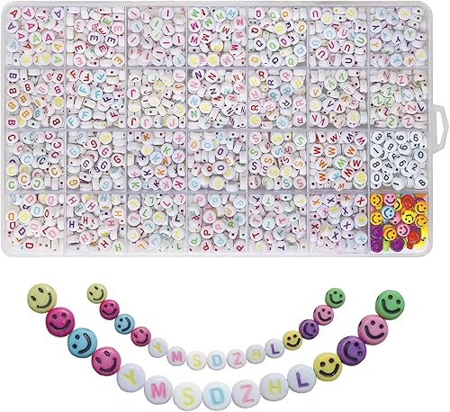 Miniatura 2 de Cuentas del alfabeto A-Z, 1400 cuentas de letras, acrílicas redondas de 0.16 x 0.27 pulgadas (0.157 x 0.276 in), cuentas coloridas de corazón