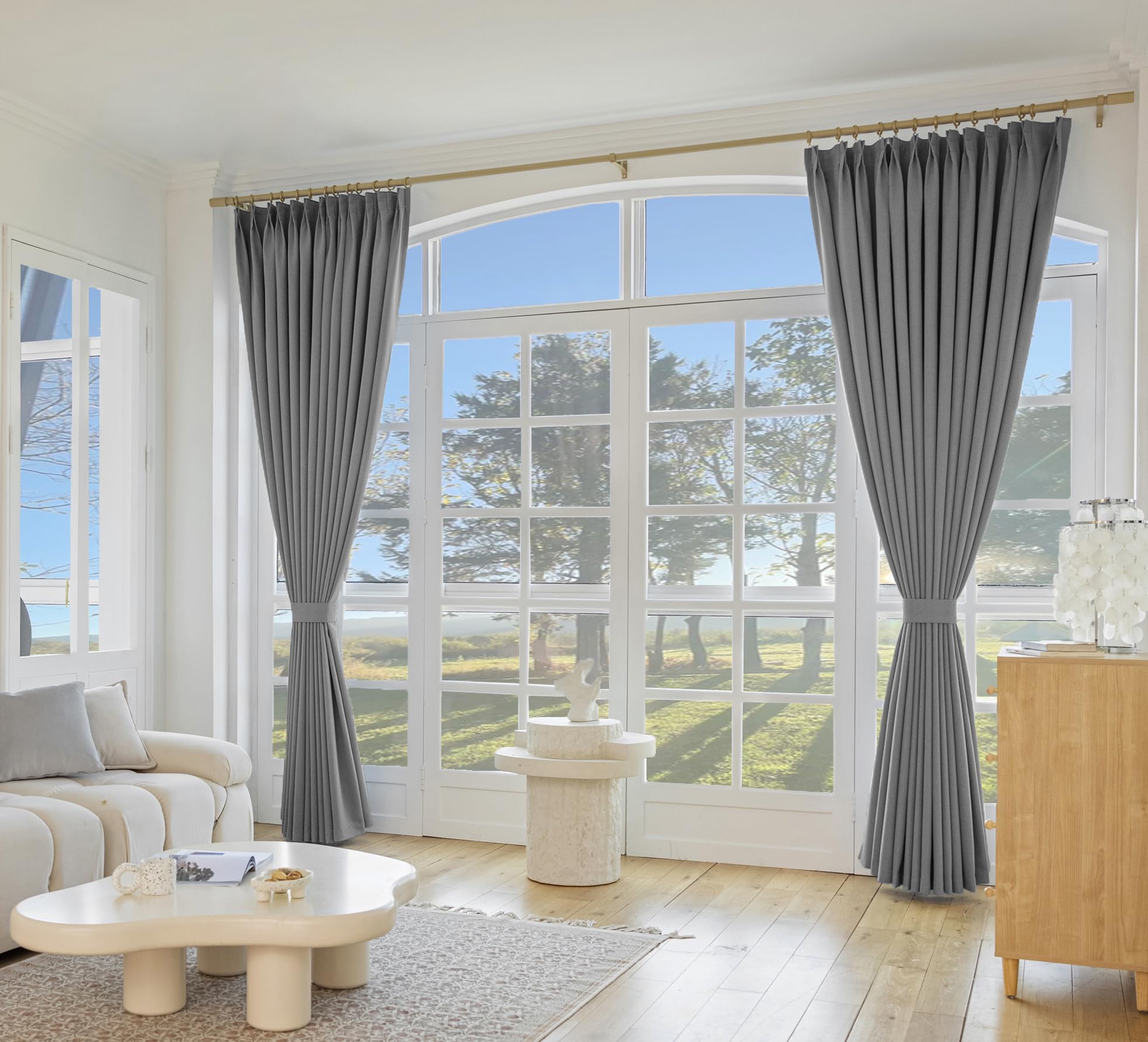 MUMFAS Blackout Pinch Pleated Curtain Panel,Energy Saving Thermal Insulated Pleat Curtain Drape for Bedroom,Living Room?Patio Door Window Curtain