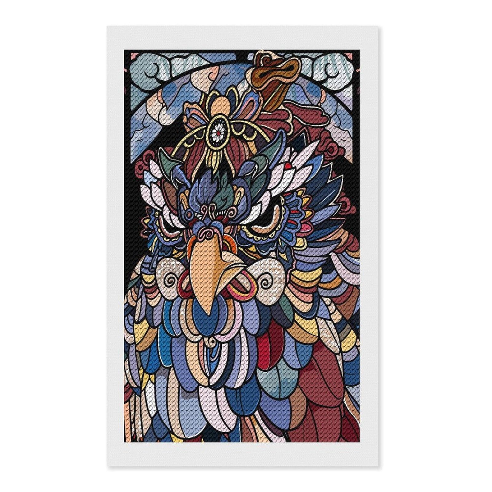 Junmoney Ornate Mythical Bird Illustration Diamond Art Canvas 12"x20", Easy to Follow Symbols, Finish and Display, Fun Craft Experience, Aesthetic Room Decor