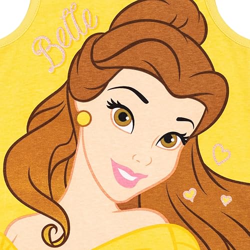 Miniatura 7 de Disney Princess Cenicienta Belle Moana Ariel Rapunzel Jasmine - Camiseta sin mangas para niñas pequeñas, paquete de 3 unidades