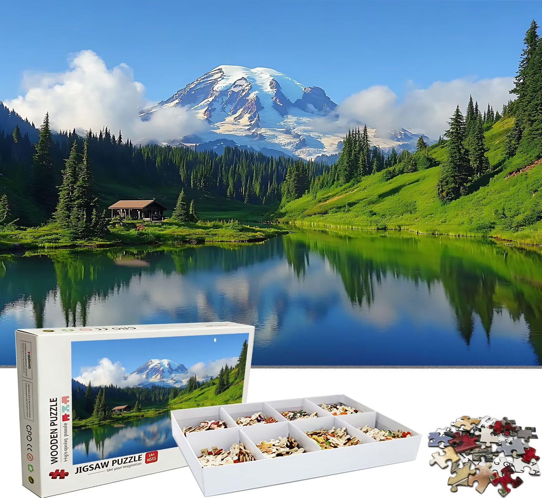 Puzzle 5000 Teile, Holzpuzzle Erwachsene Gebirge Wald Impossible Klassische Jigsaw Puzzles 156.5 x 105.5 cm, Familien Spiel, Puzzle Stressabbau Denkspiel, Home Dekor w0-794