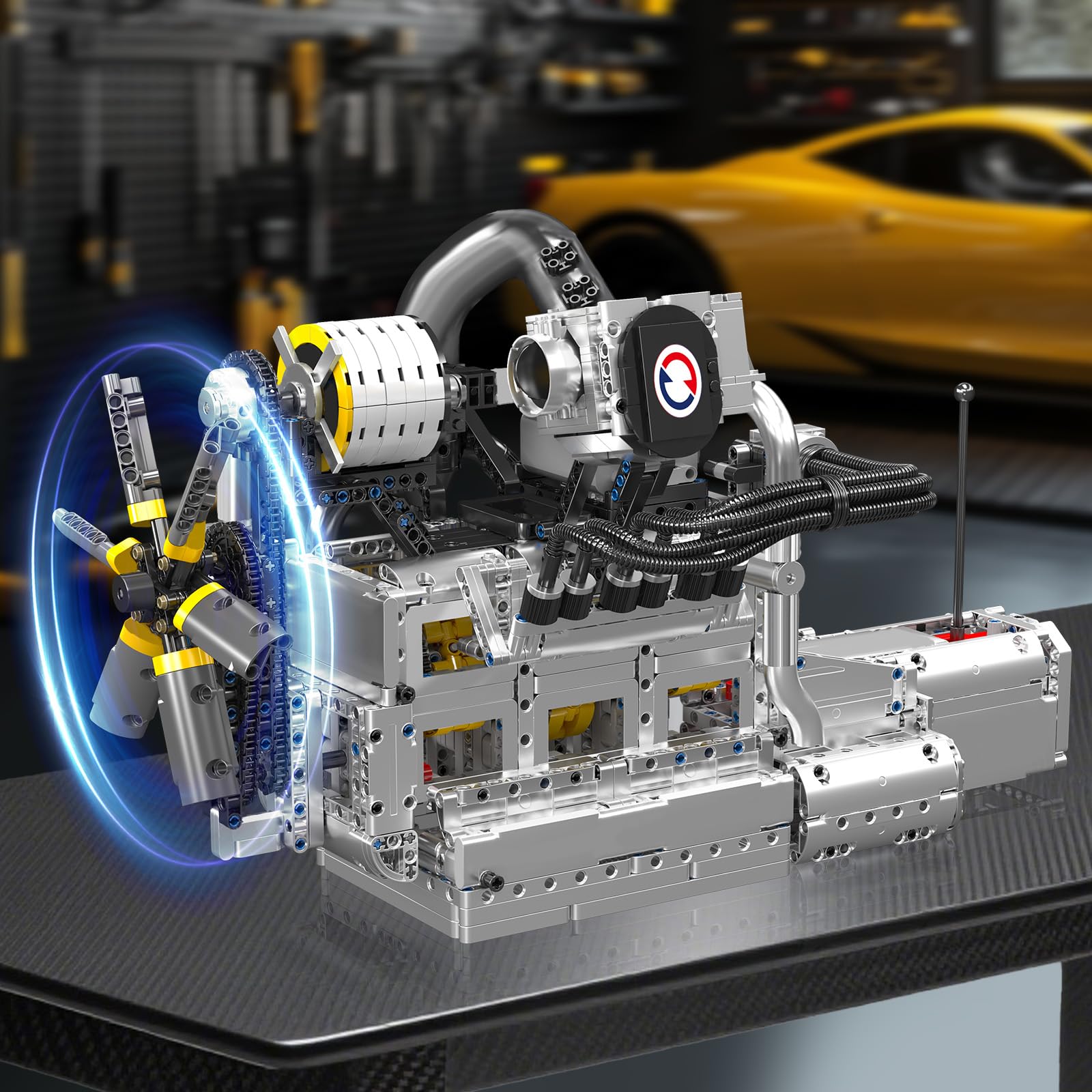 Mould King 10214 Technik Rotormotor Modell, Groß Motor-Bausatz für Erwachsene, 2177 Teile STEM Klemmbausteine Bauset