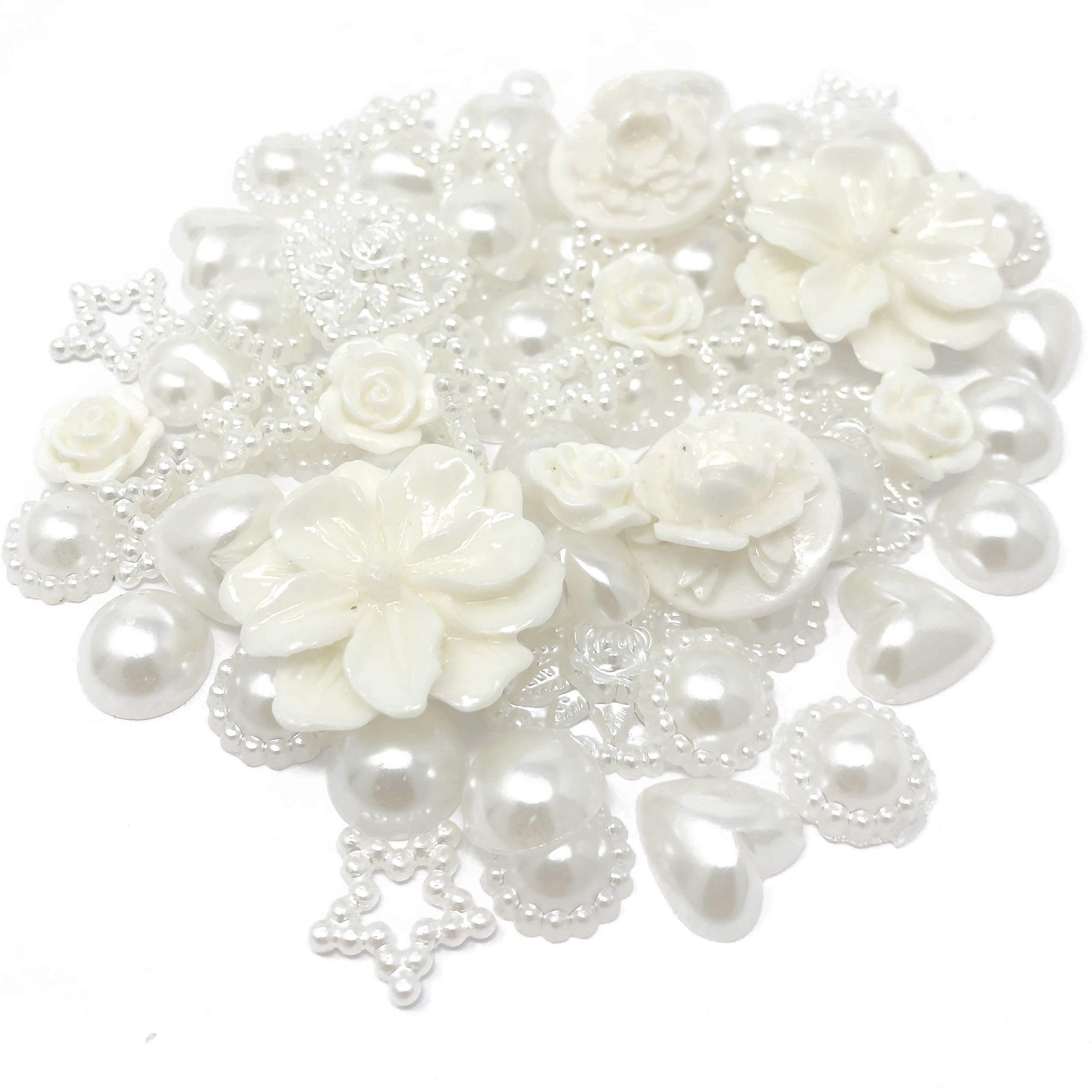 Special Touches White 80 Mix Shabby Chic Resin Flatbacks Craft Cardmaking Embellishments (White)