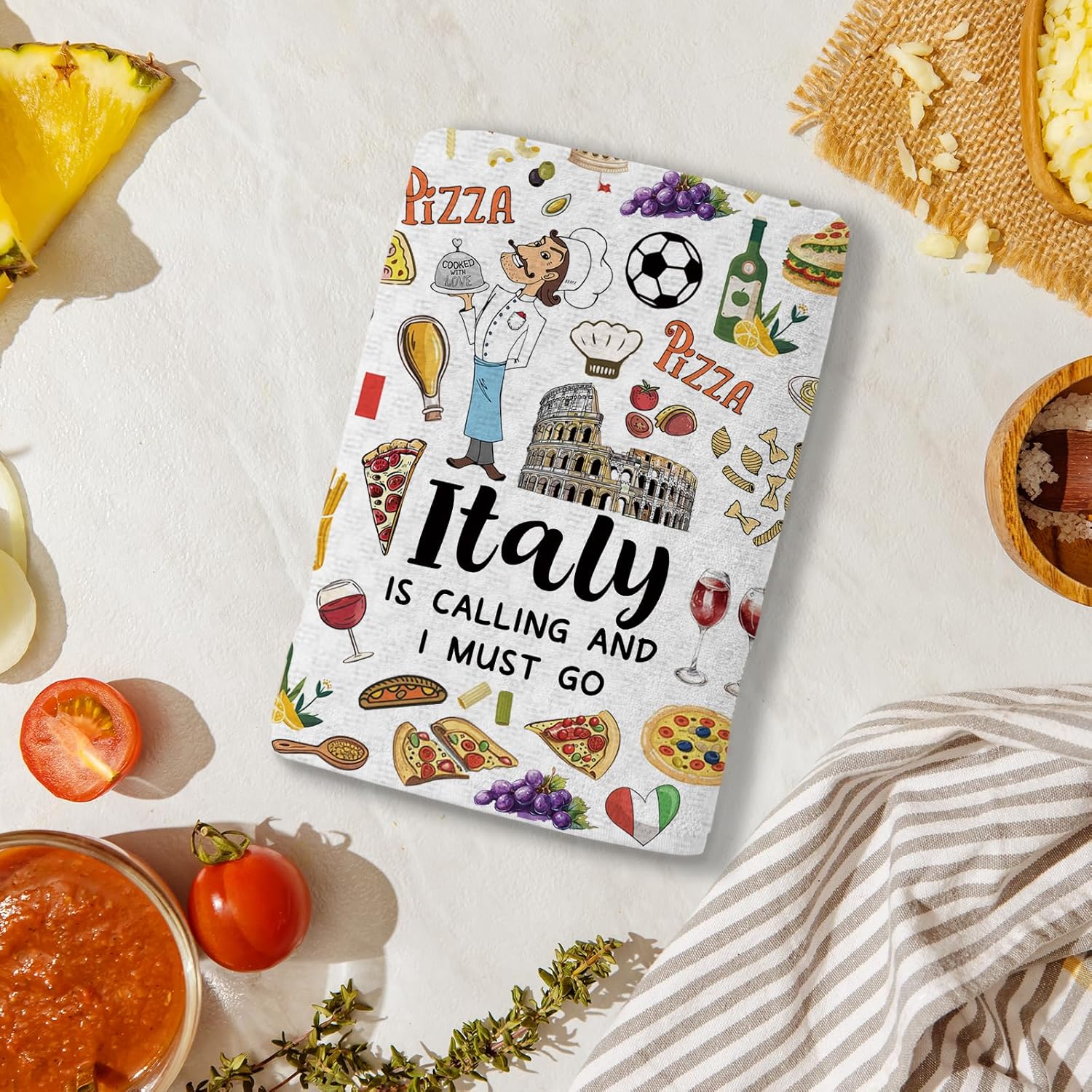 Italy Towel Gifts for Women Men, Italy Travel Essentials Kitchen Towels Gifts for Travelers to Souvenirs Waffle Weave Bath Dish Hand Towels for Bathroom Kitchen 18x26 Inch - Image 6