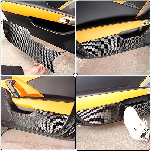 Miniatura 4 de Adhesivo antipatadas para puerta interior de automóvil, compatible con C7 Stingray Corvette 2014-2019, fibra de carbono suave, 2 unidades,