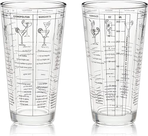 Miniatura 8 de True Coctelera de vidrio con 7 recetas clásicas y medidas para cócteles fríos, accesorios de bar en casa, herramientas de bar, regalos de barman,