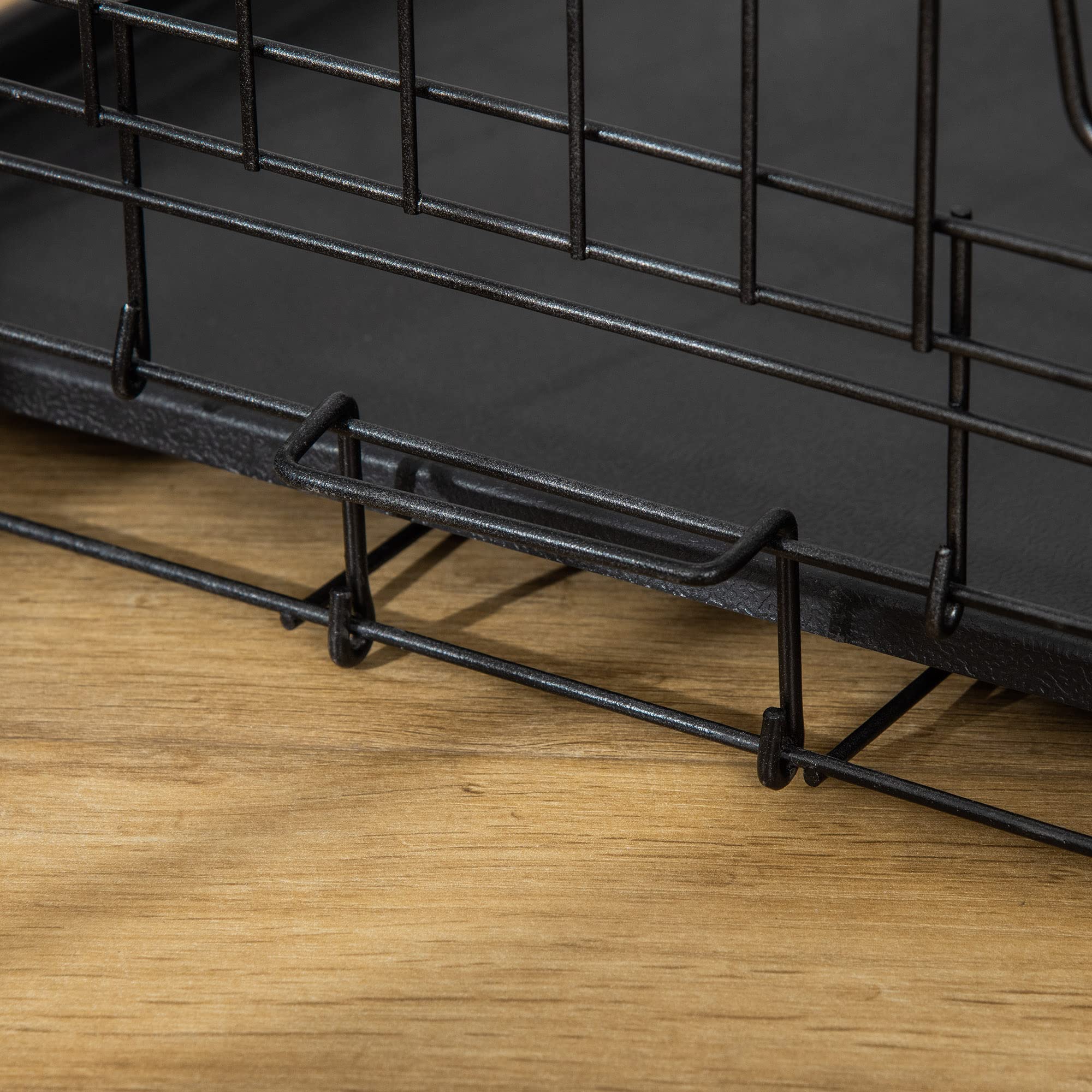 PawHut Jaula para Perros Plegable Transportín para Perros con 2 Puertas Bandeja Extraíble y Asa de Transporte 76x46x52 cm Negro