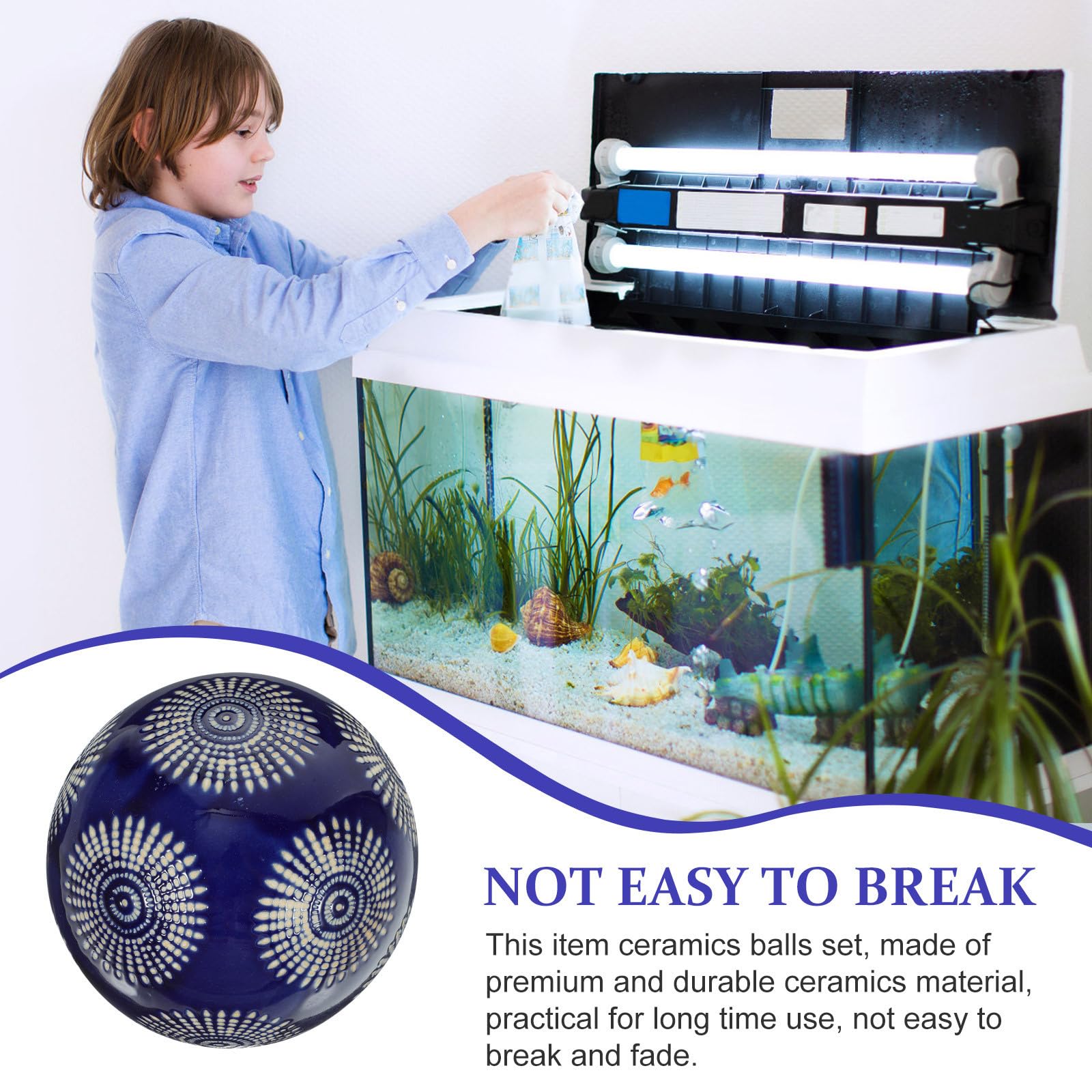 Yardenfun 3 Bolas Decorativas Flotantes de Cerámica para Acuario y Decoración del Hogar, Fáciles de Limpiar, Estilo Retro y Delicado para Interiores y Exteriores Estilo Varios Estilos